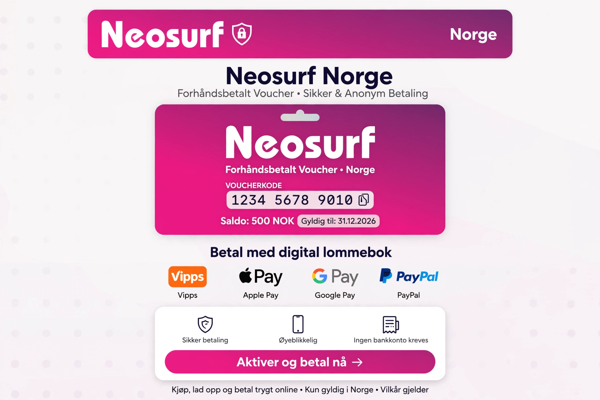 Neosurf norge – trygg og anonym forhåndsbetalt betalingsløsning for nordmenn